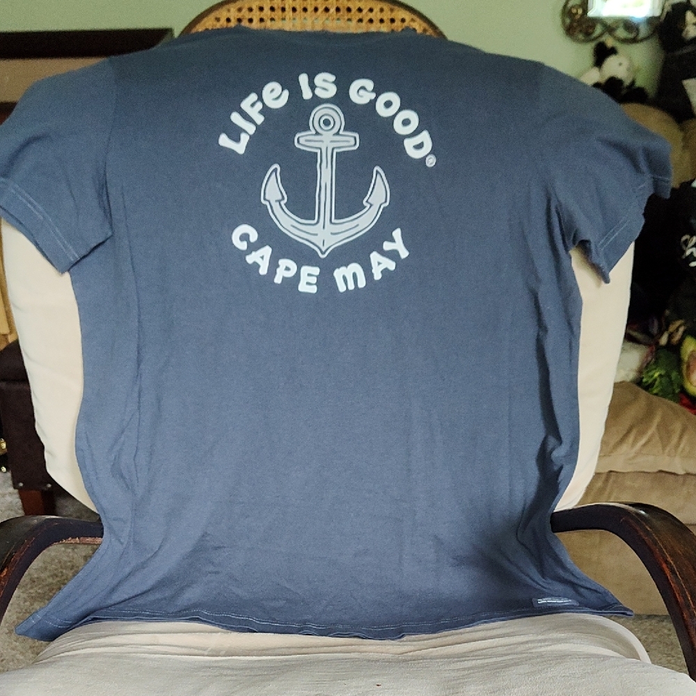 Life Is Good Blue Short Sleeve Tee Nautical Design